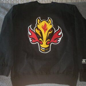 Calgary Flames Horse Vector Logo Puff Print Black Sweatshirt Size M